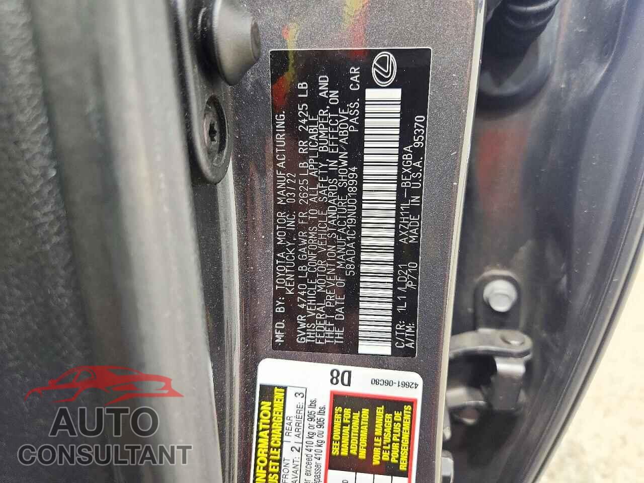 LEXUS ES300 2022 - 58ADA1C19NU018994