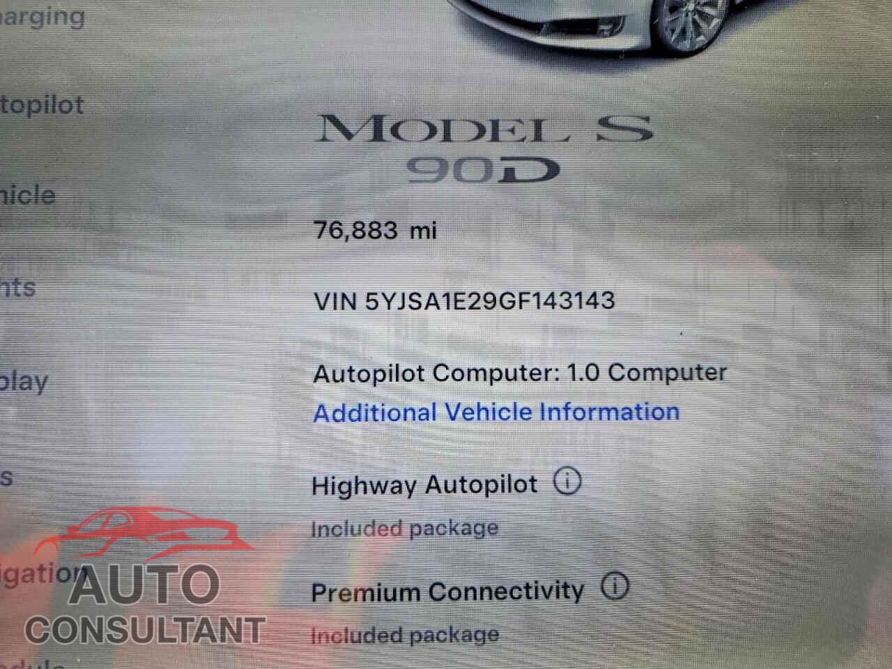 TESLA MODEL S 2016 - 5YJSA1E29GF143143