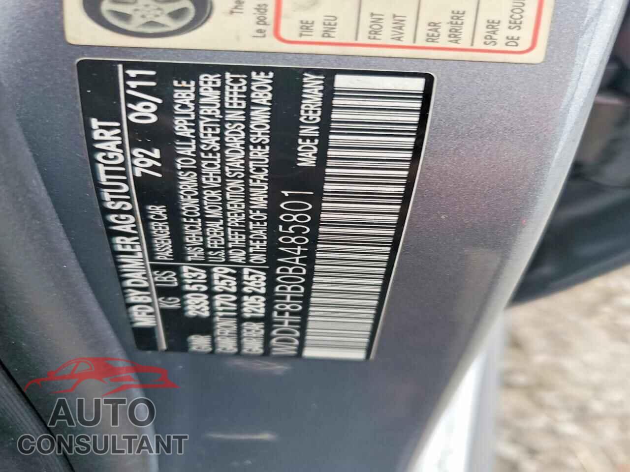 MERCEDES-BENZ E-CLASS 2011 - WDDHF8HB0BA485801
