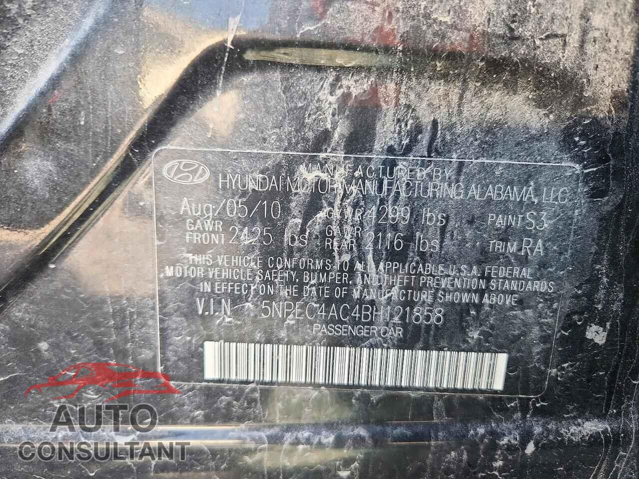 HYUNDAI SONATA 2011 - 5NPEC4AC4BH121858