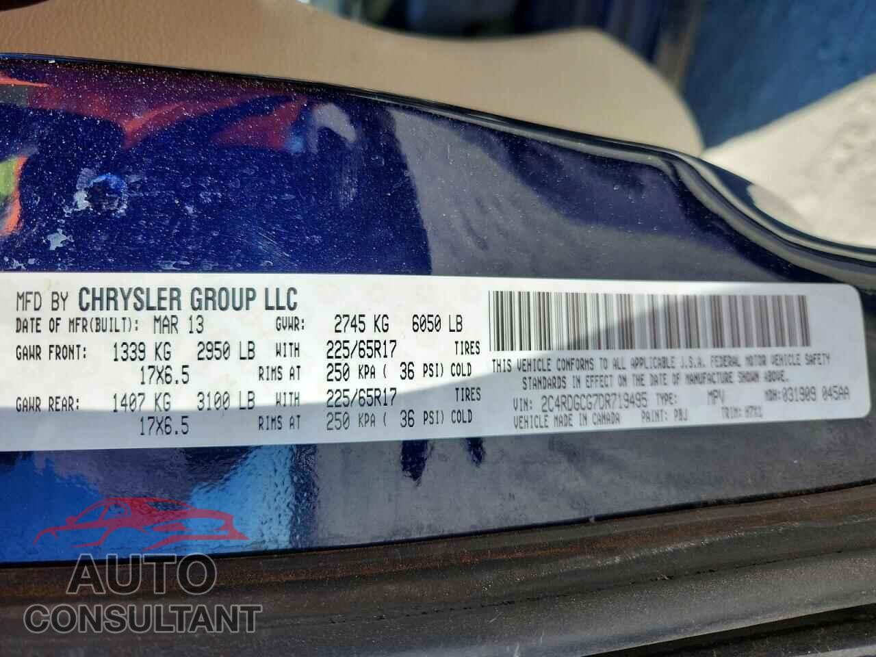 DODGE CARAVAN 2013 - 2C4RDGCG7DR719495