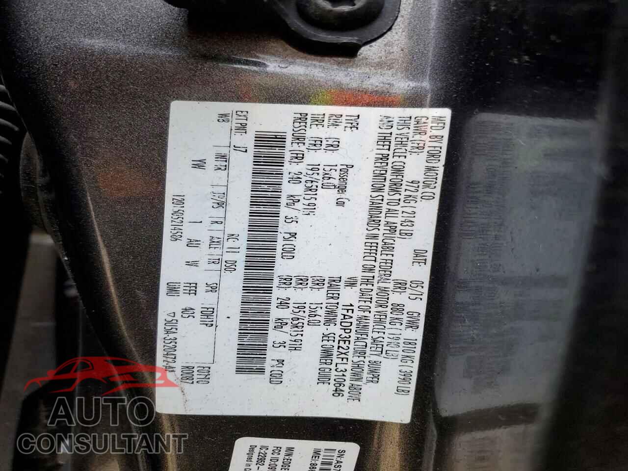 FORD FOCUS 2015 - 1FADP3E2XFL310646