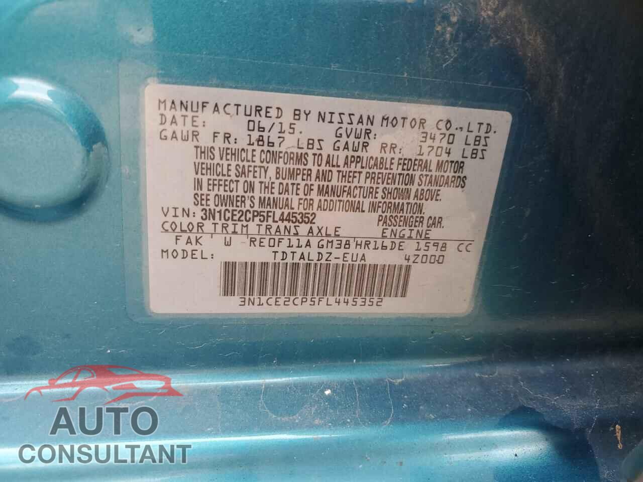 NISSAN VERSA 2015 - 3N1CE2CP5FL445352