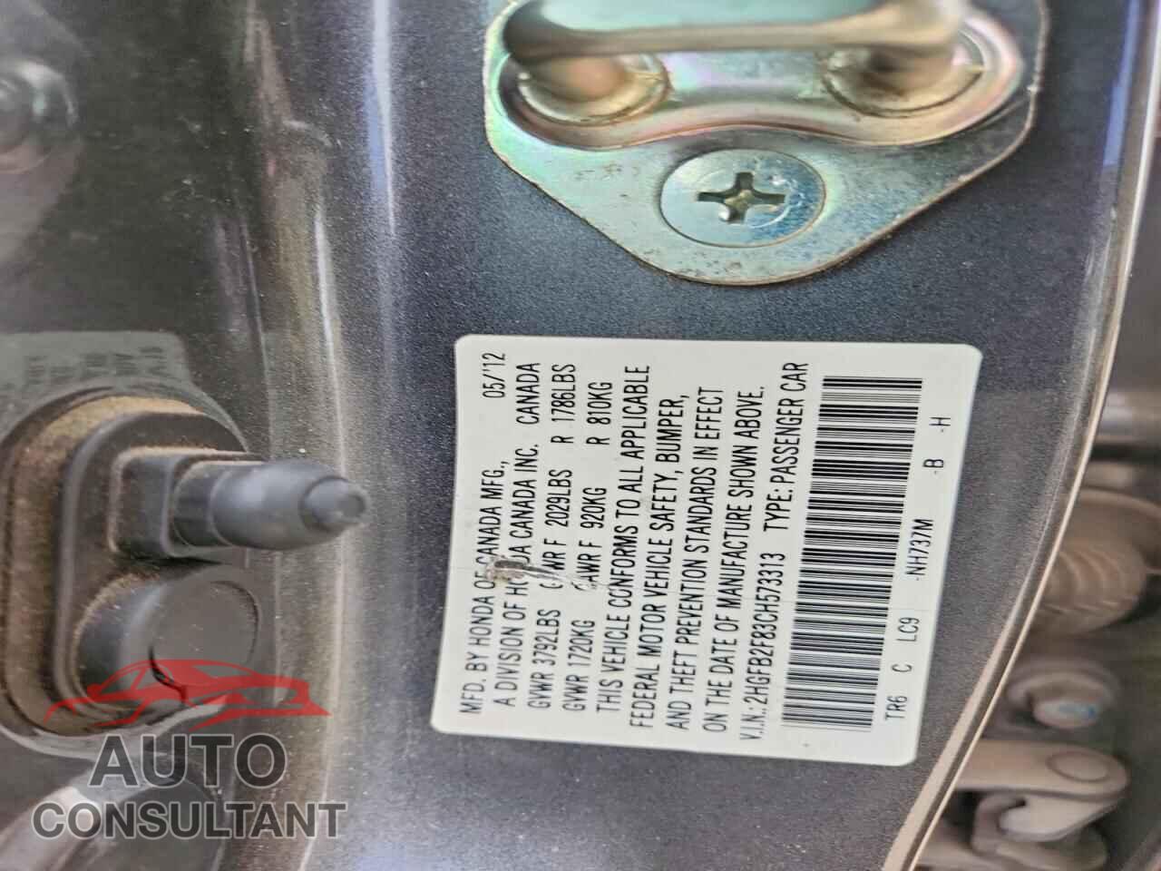 HONDA CIVIC 2012 - 2HGFB2F83CH573313