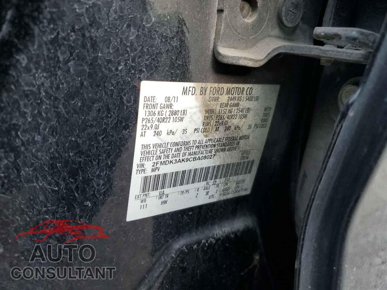 FORD EDGE 2012 - 2FMDK3AK9CBA08027
