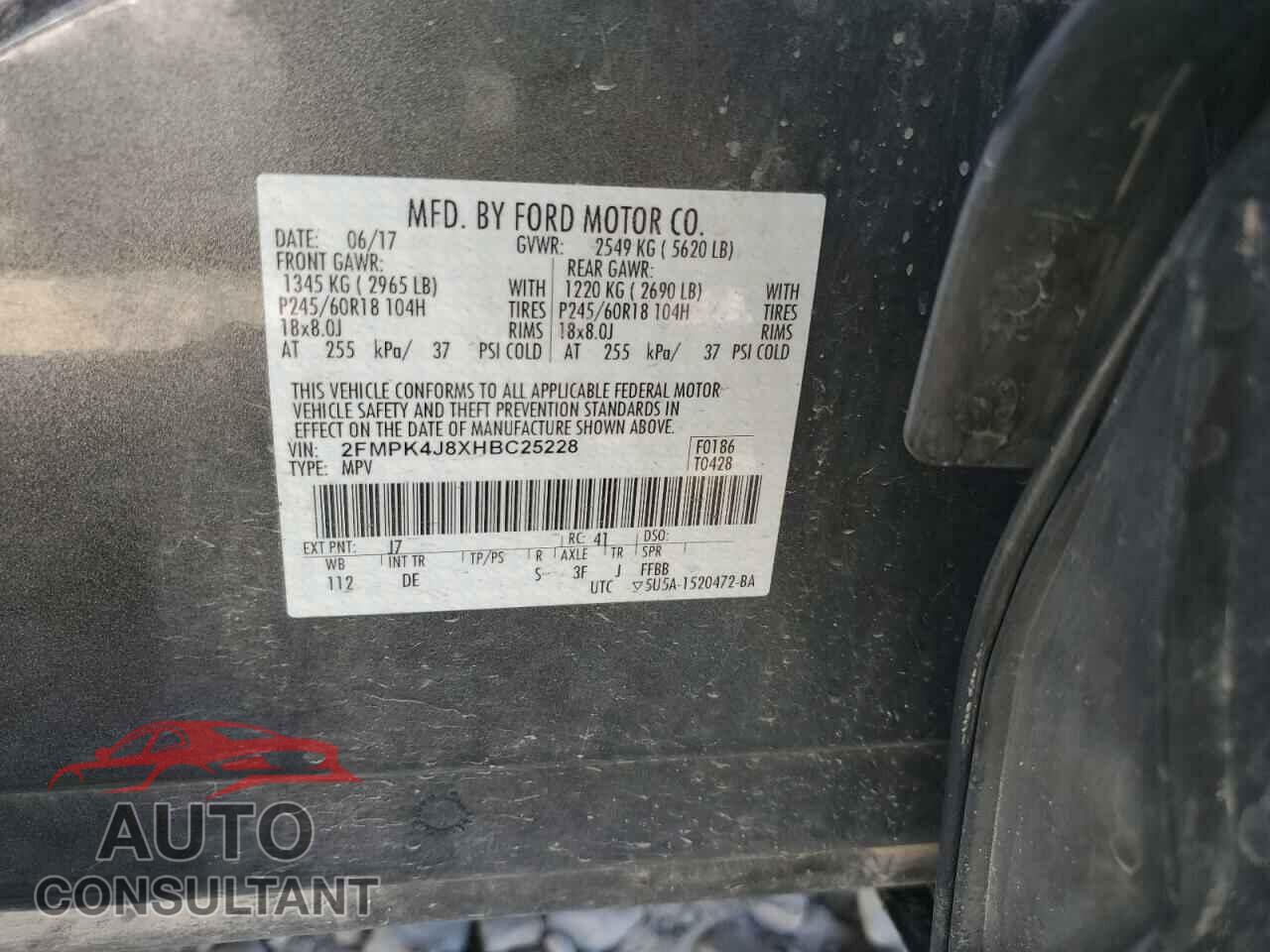 FORD EDGE 2017 - 2FMPK4J8XHBC25228