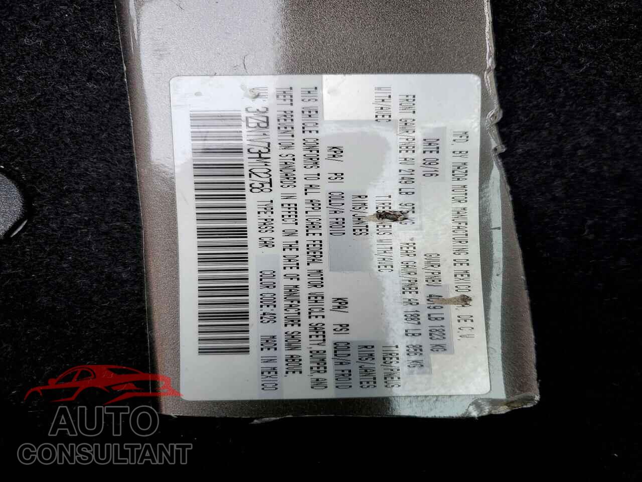 MAZDA 3 2017 - 3MZBN1V73HM102758