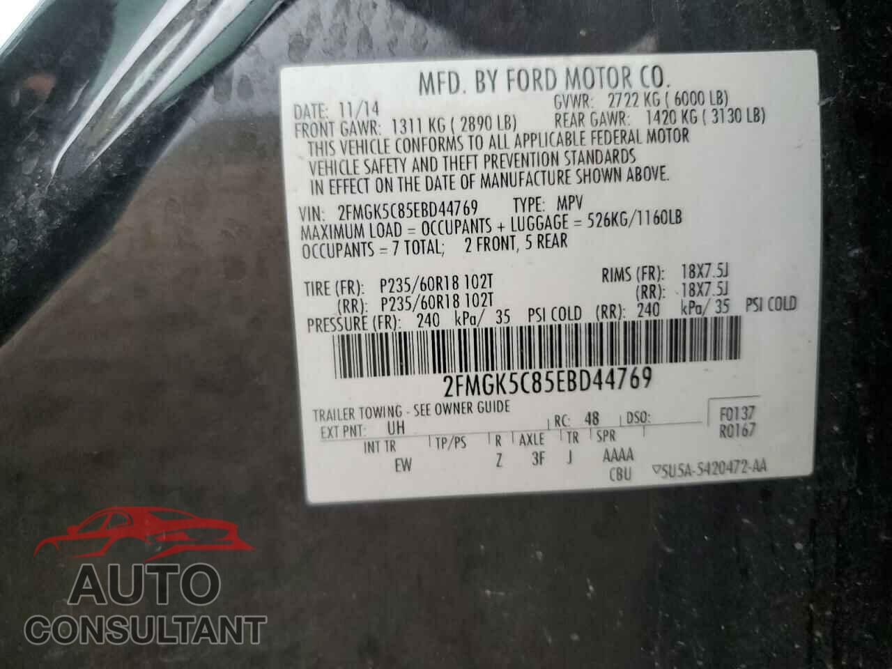 FORD FLEX 2014 - 2FMGK5C85EBD44769