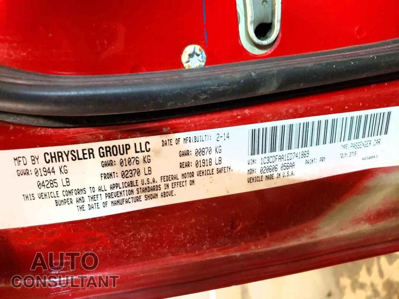 DODGE DART 2014 - 1C3CDFAA1ED741869