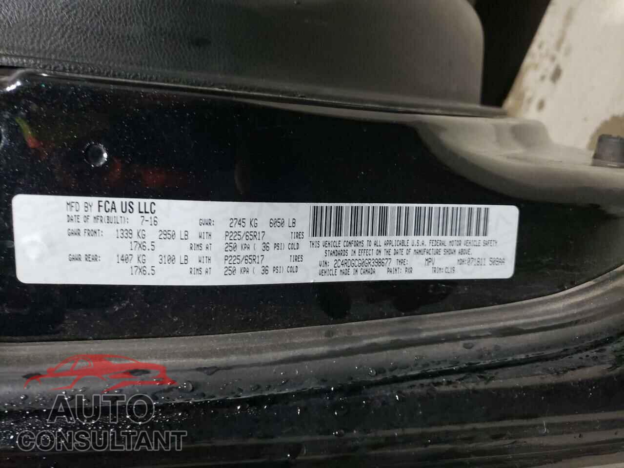 DODGE CARAVAN 2016 - 2C4RDGCG0GR398677