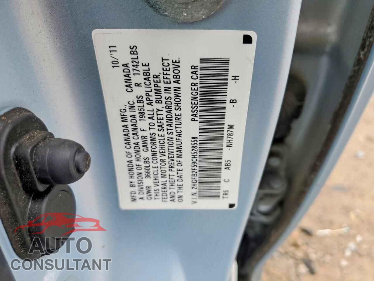 HONDA CIVIC 2012 - 2HGFB2F59CH528558