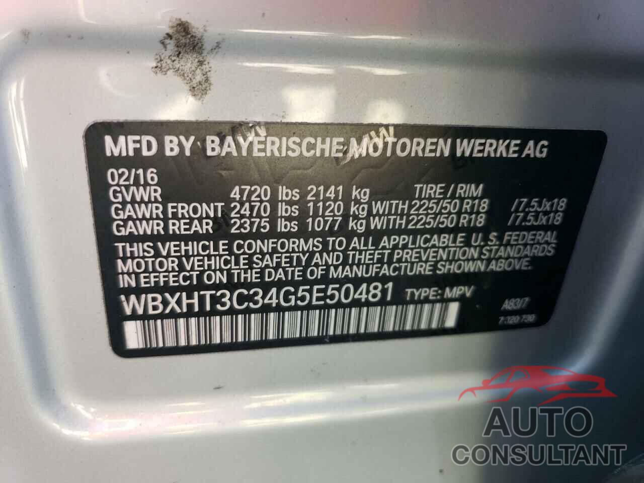 BMW X1 2016 - WBXHT3C34G5E50481