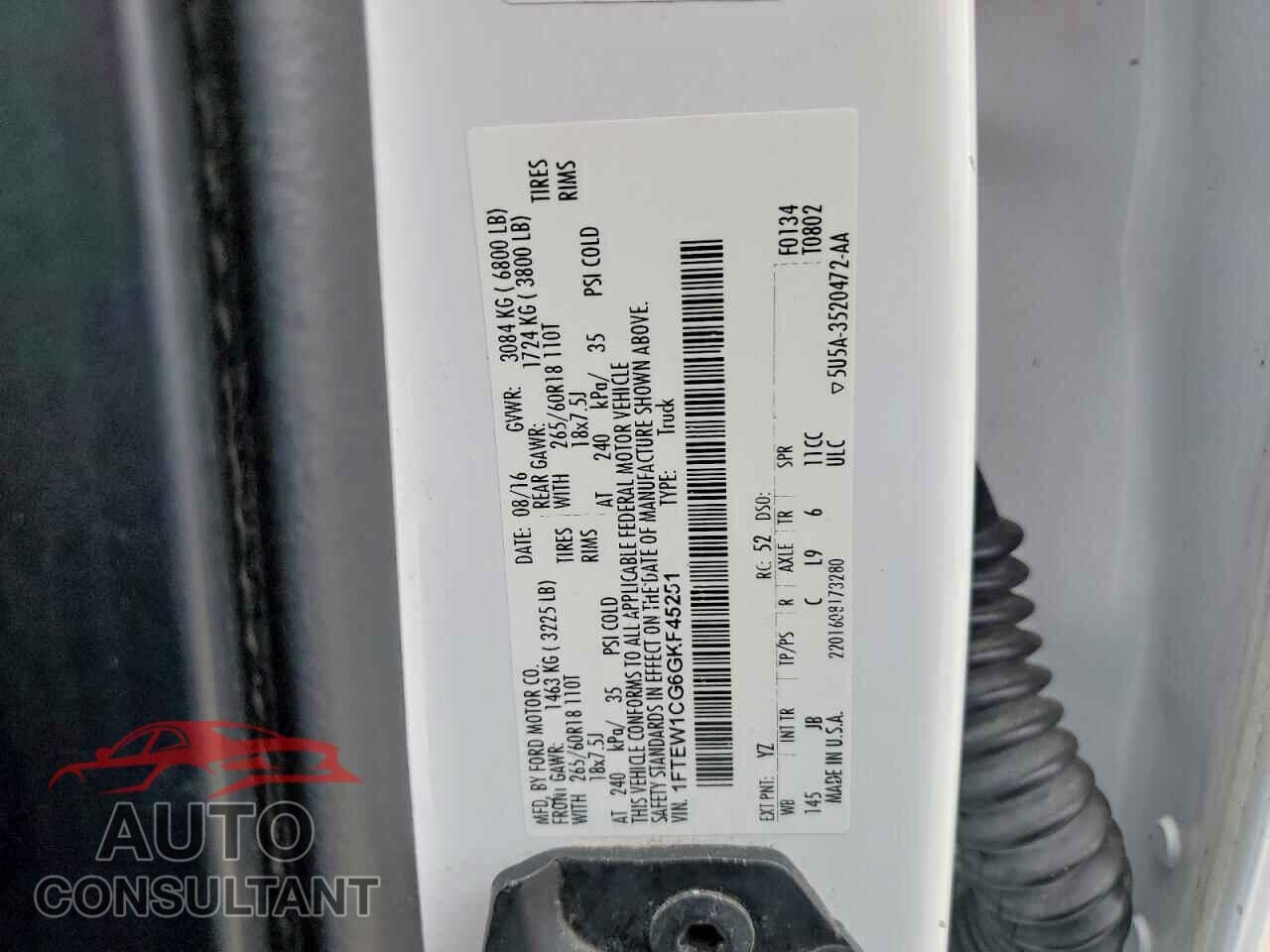 FORD F150 2016 - 1FTEW1CG6GKF45251