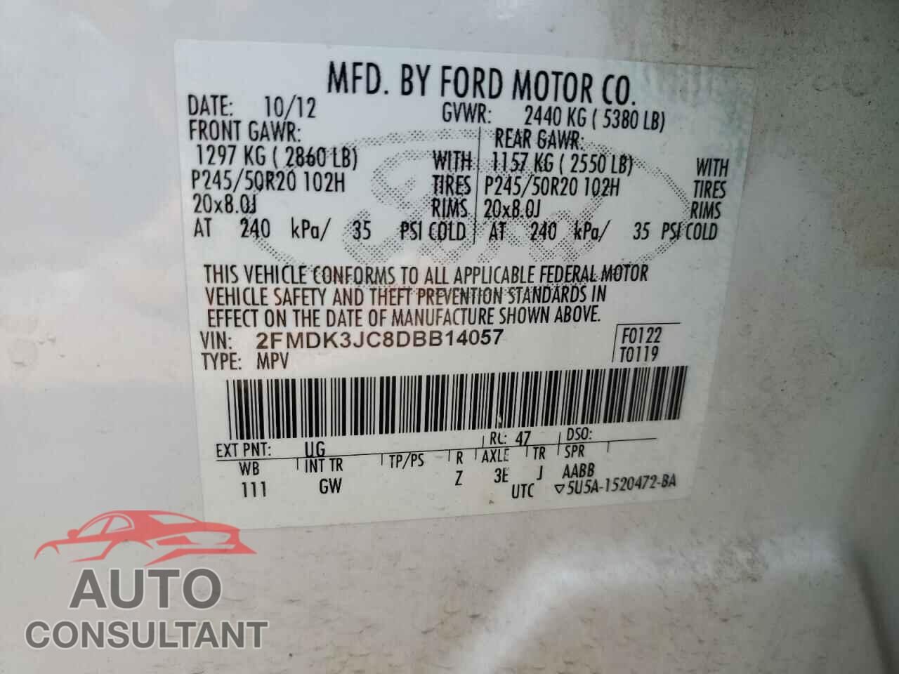 FORD EDGE 2013 - 2FMDK3JC8DBB14057