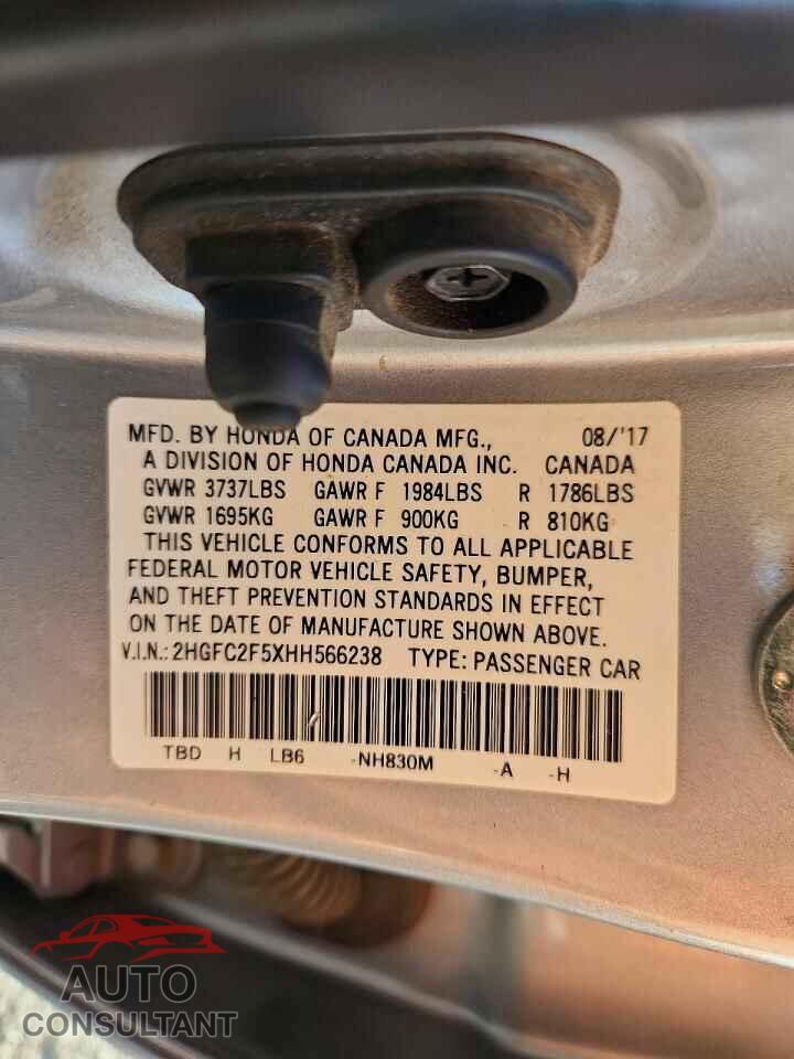 HONDA CIVIC 2017 - 2HGFC2F5XHH566238
