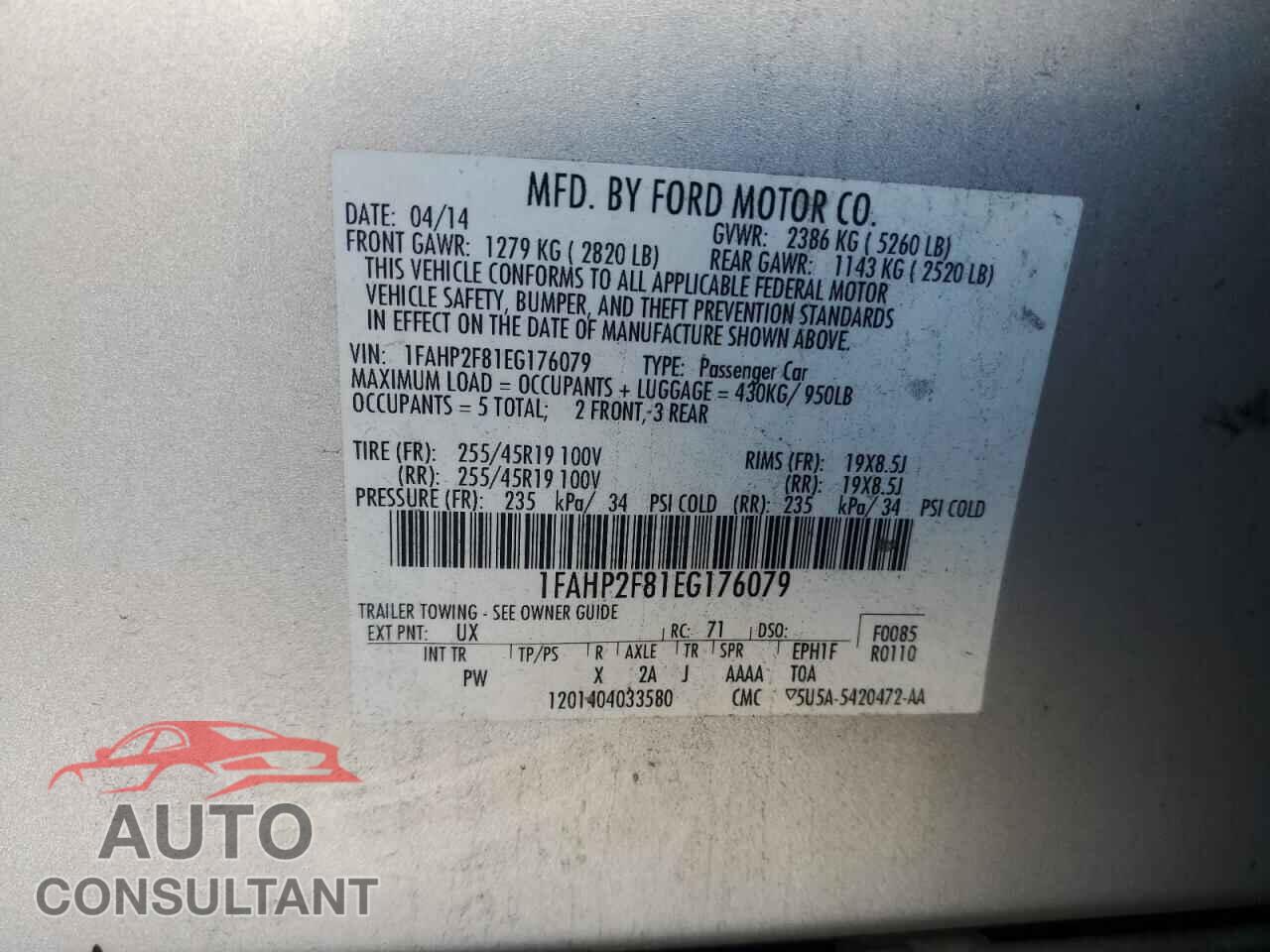FORD TAURUS 2014 - 1FAHP2F81EG176079