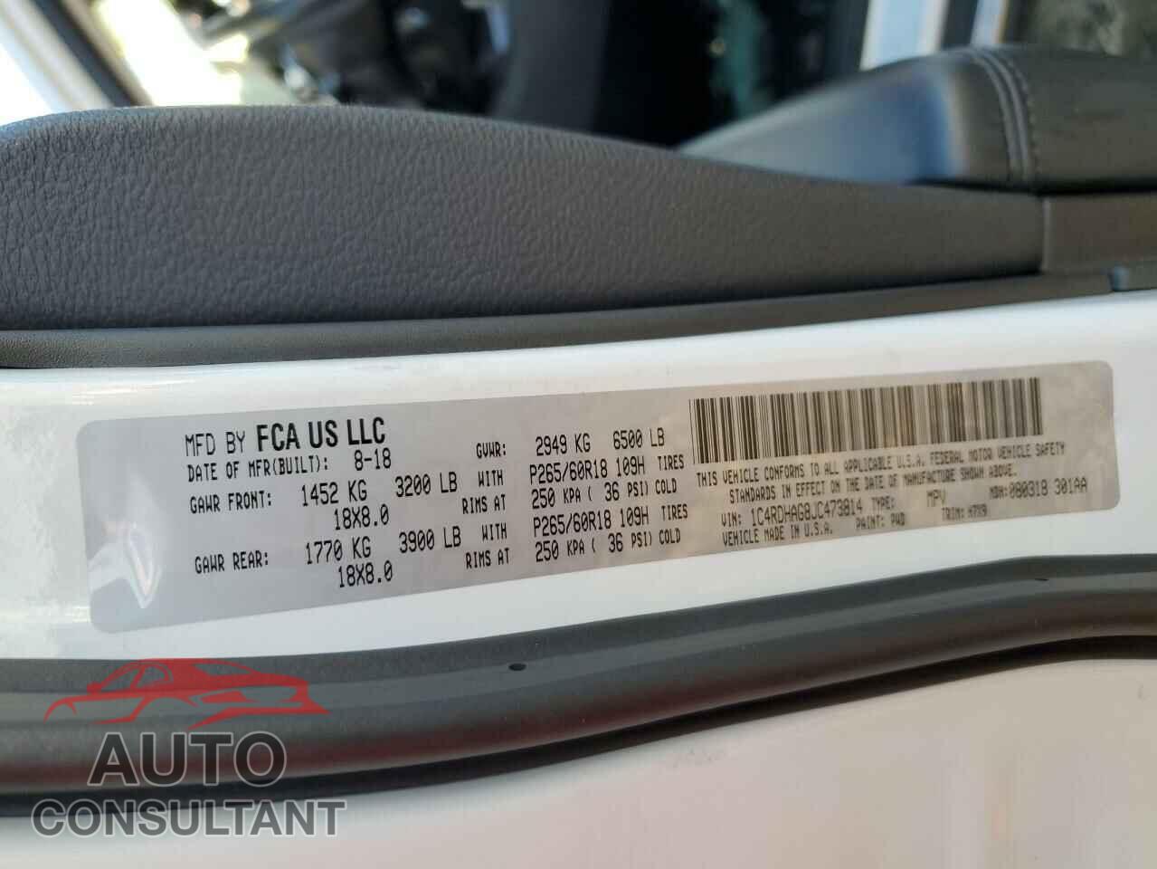 DODGE DURANGO 2018 - 1C4RDHAG8JC473814