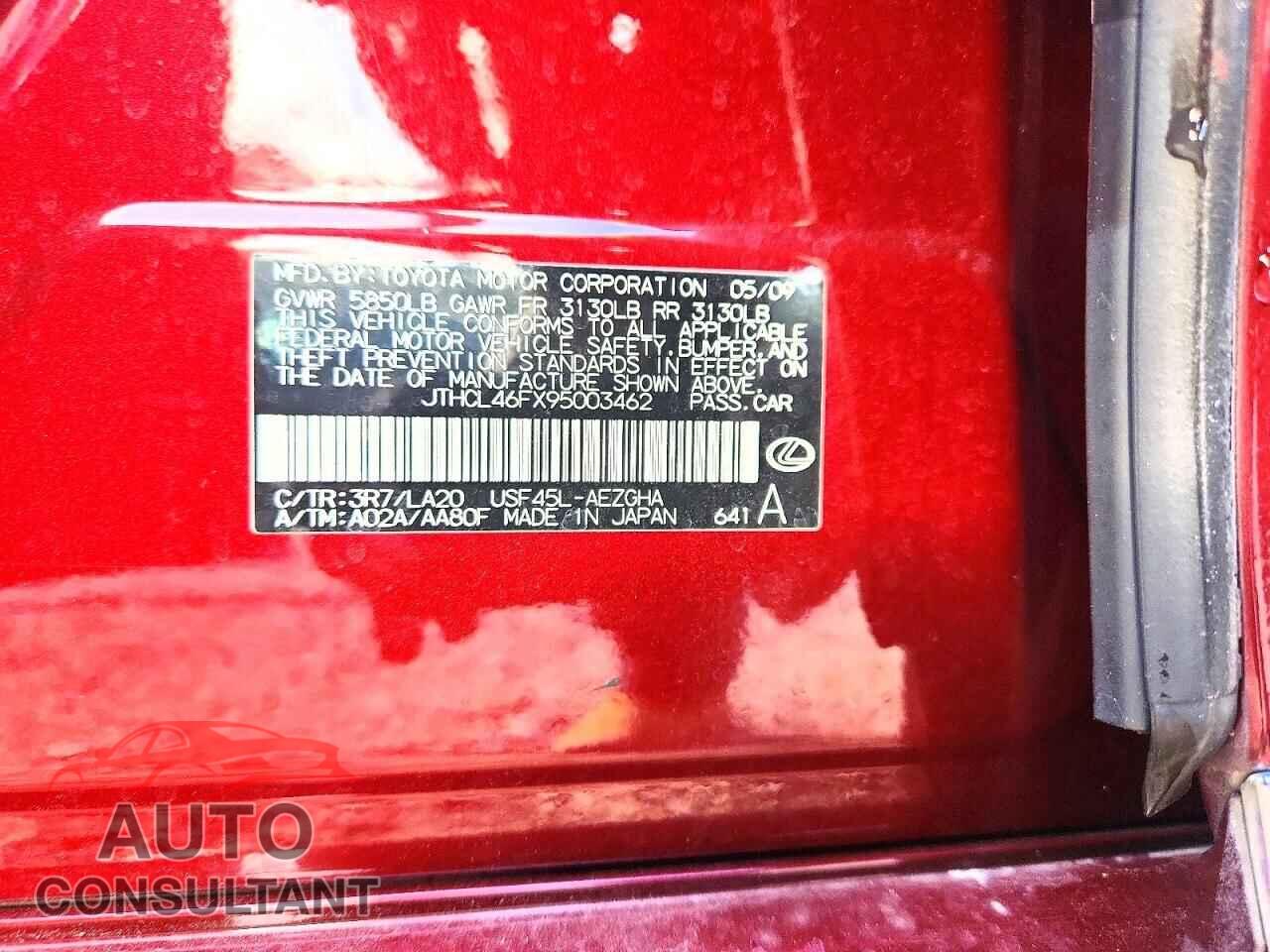 LEXUS LS460 2009 - JTHCL46FX95003462
