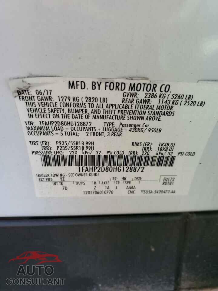 FORD TAURUS 2017 - 1FAHP2D80HG128872