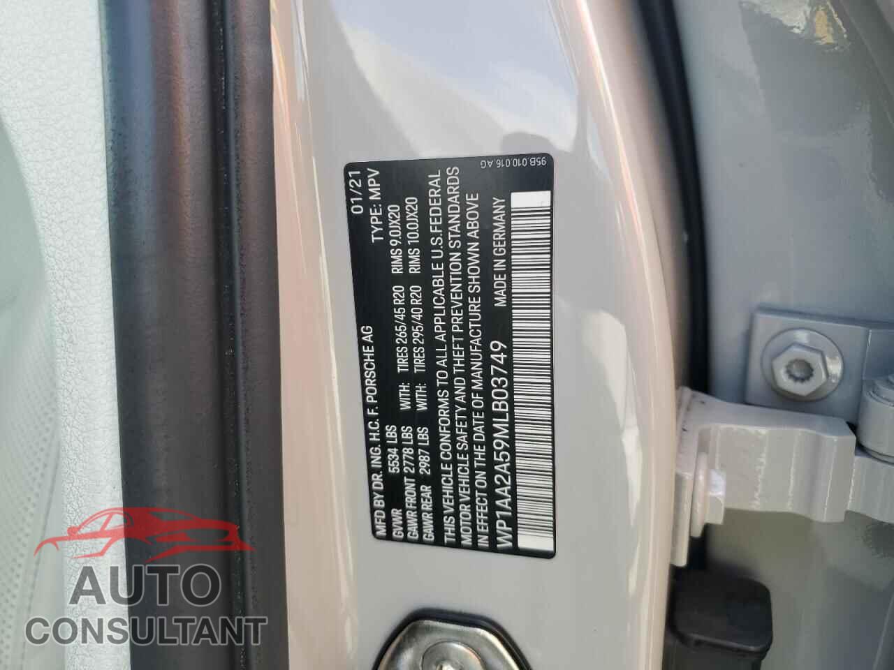 PORSCHE MACAN 2021 - WP1AA2A59MLB03749