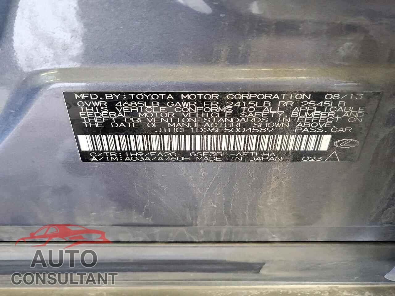 LEXUS IS 2014 - JTHCF1D26E5004589