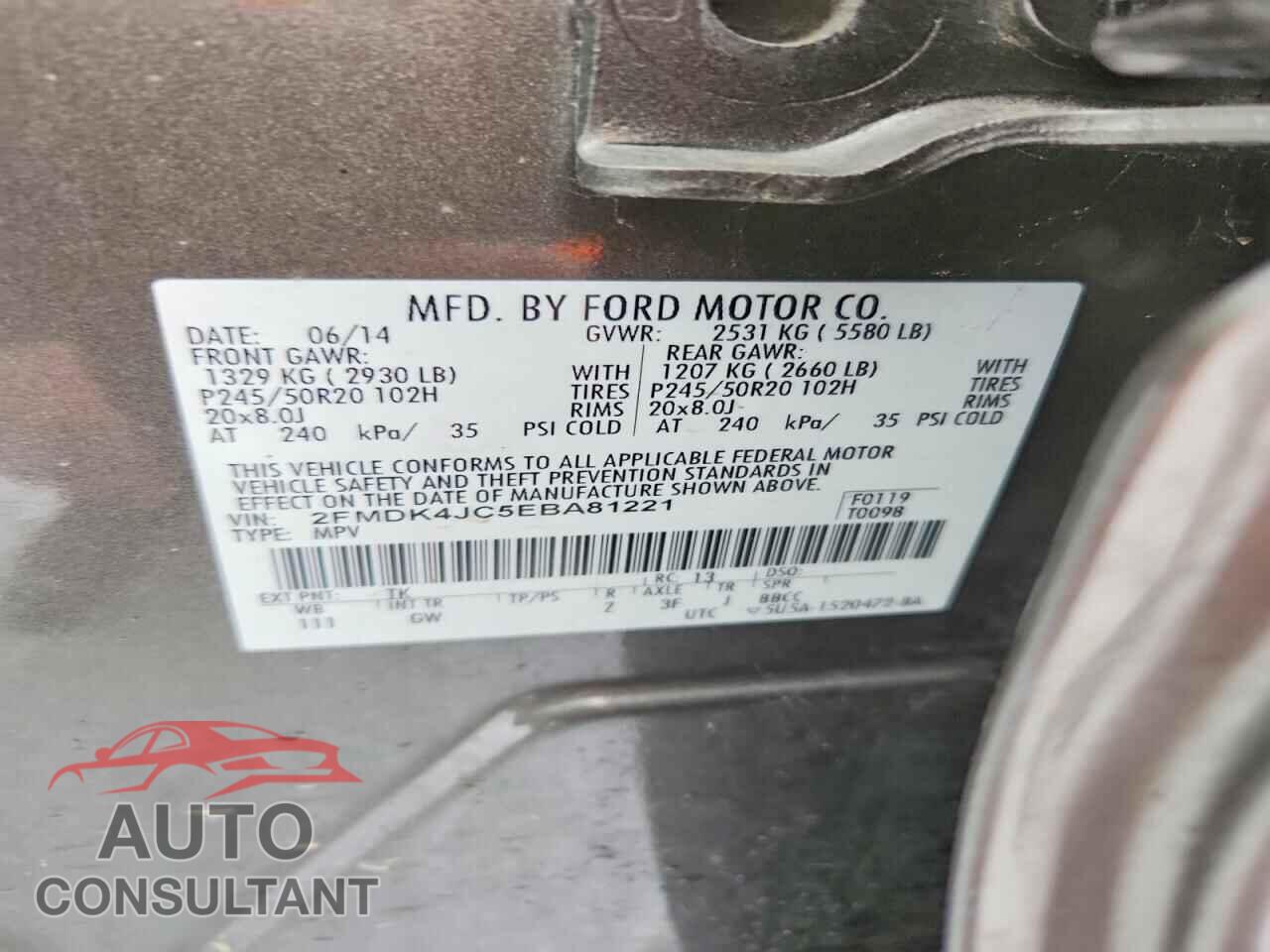 FORD EDGE 2014 - 2FMDK4JC5EBA81221