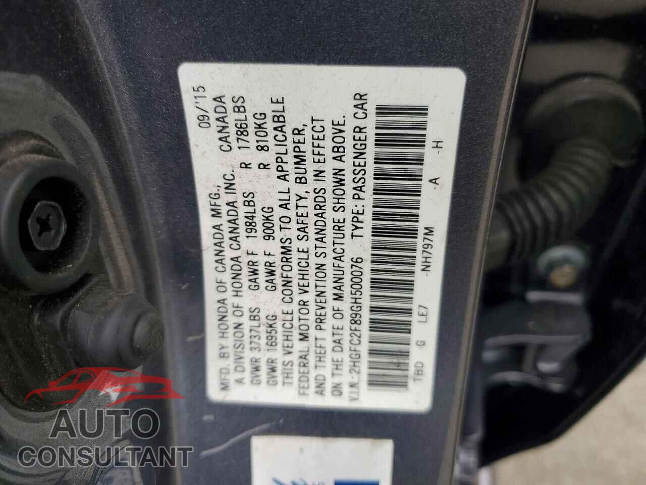 HONDA CIVIC 2016 - 2HGFC2F89GH500076