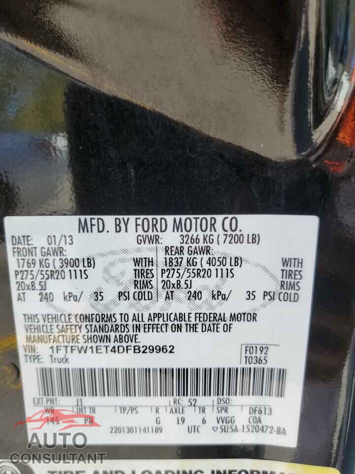 FORD F-150 2013 - 1FTFW1ET4DFB29962