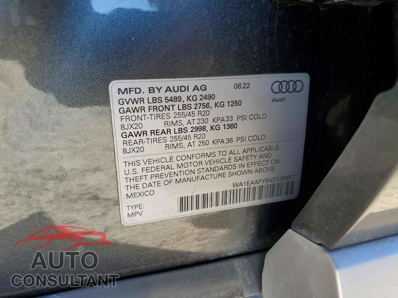 AUDI Q5 2022 - WA1EAAFY5N2139357