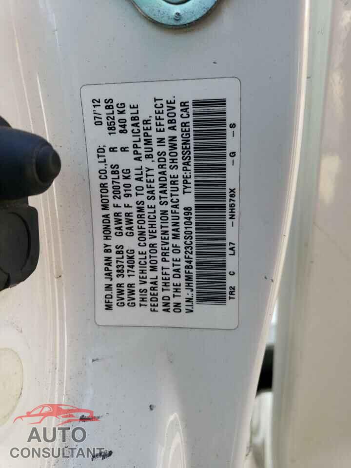 HONDA CIVIC 2012 - JHMFB4F23CS010498