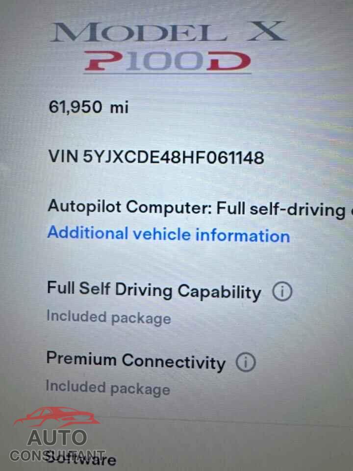 TESLA MODEL X 2017 - 5YJXCDE48HF061148
