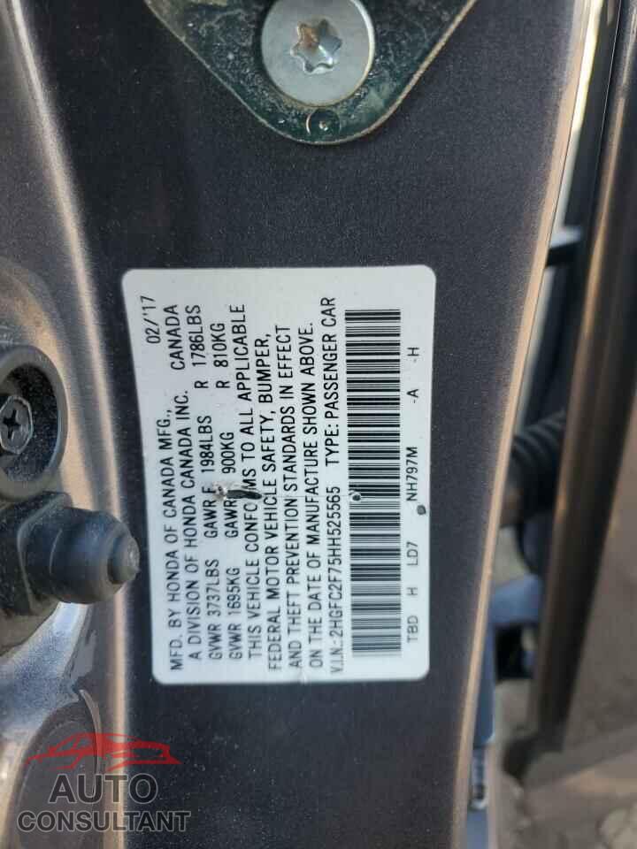 HONDA CIVIC 2017 - 2HGFC2F75HH525565