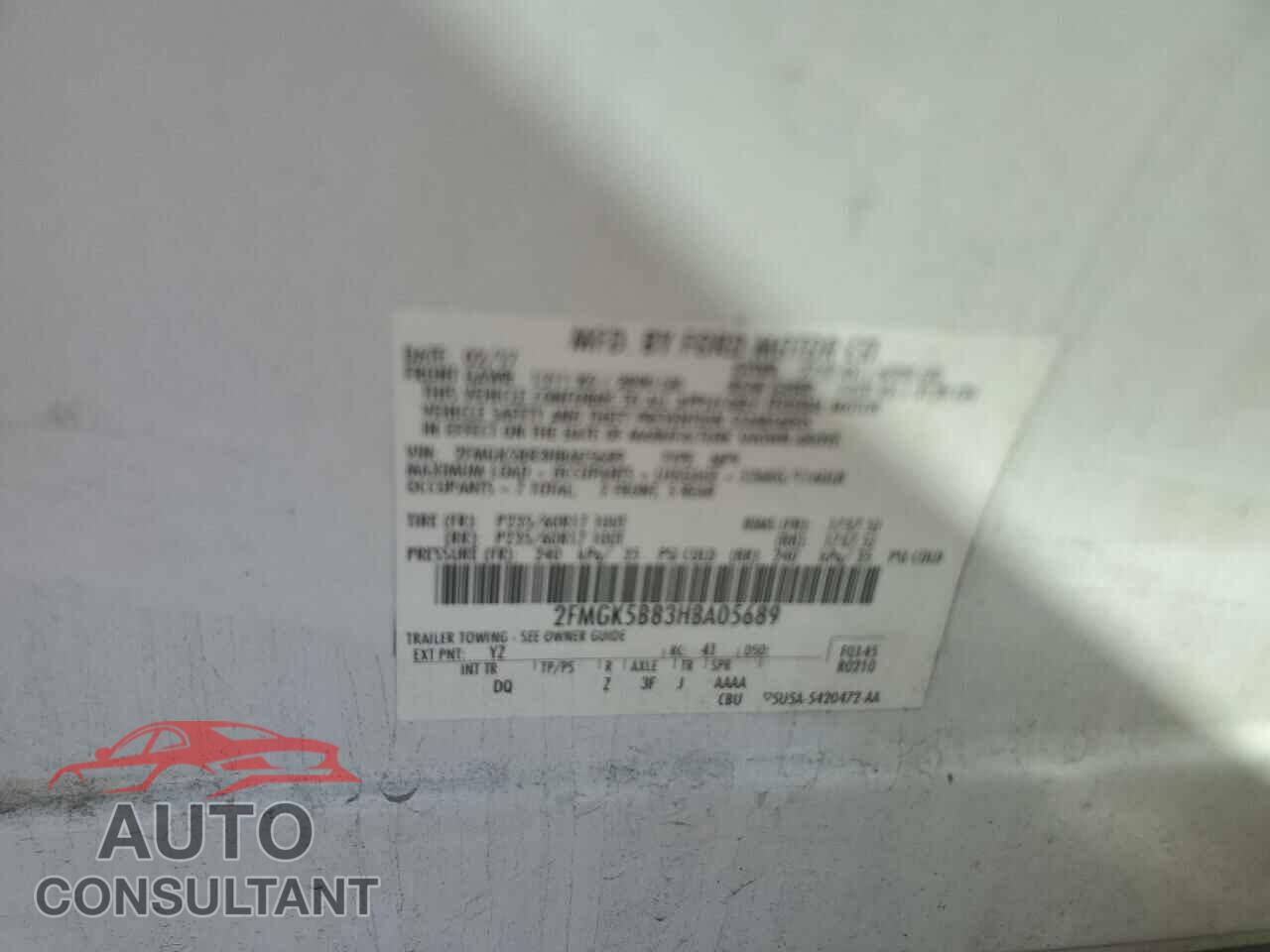 FORD FLEX 2017 - 2FMGK5B83HBA05689