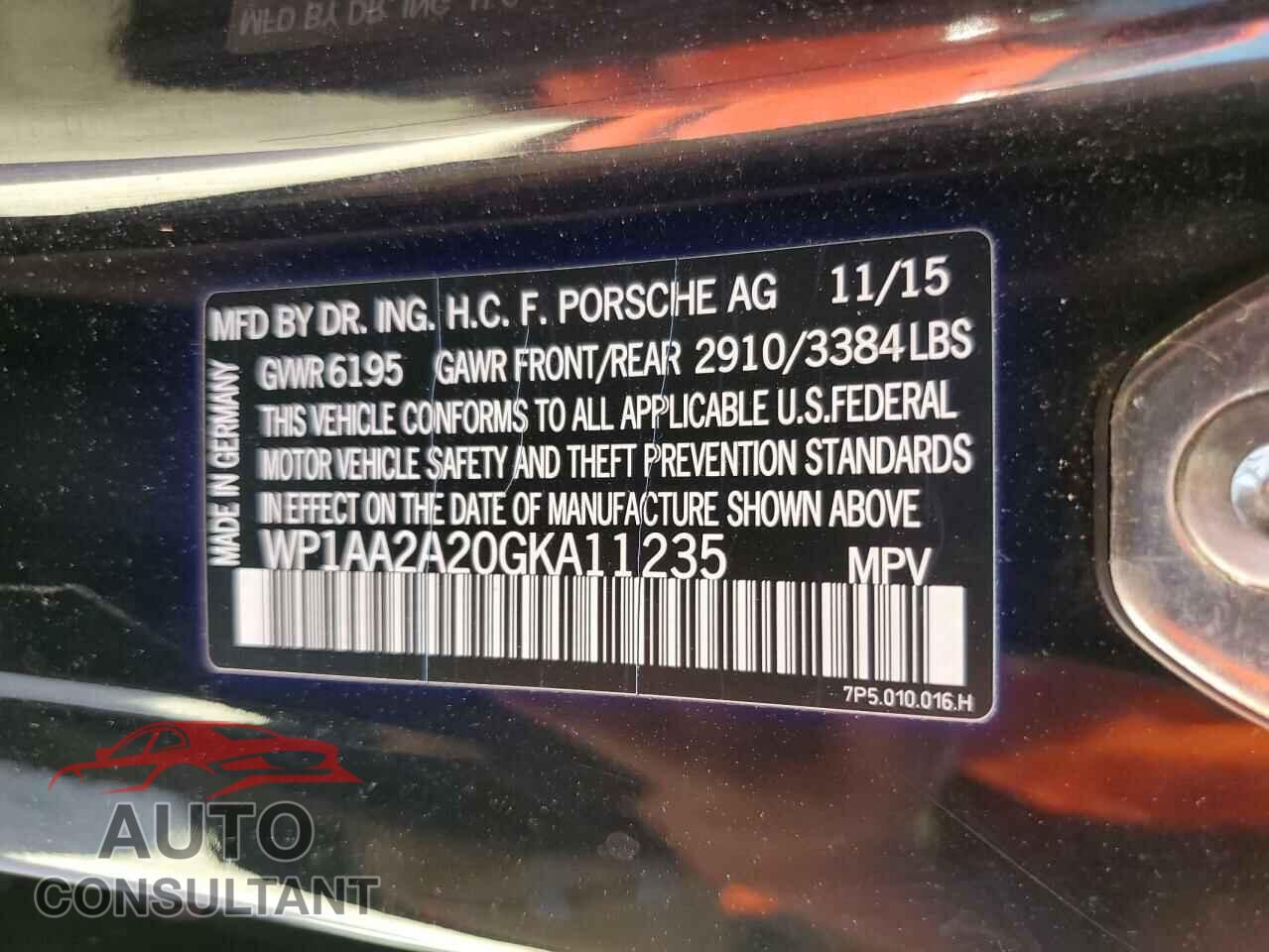 PORSCHE CAYENNE 2016 - WP1AA2A20GKA11235