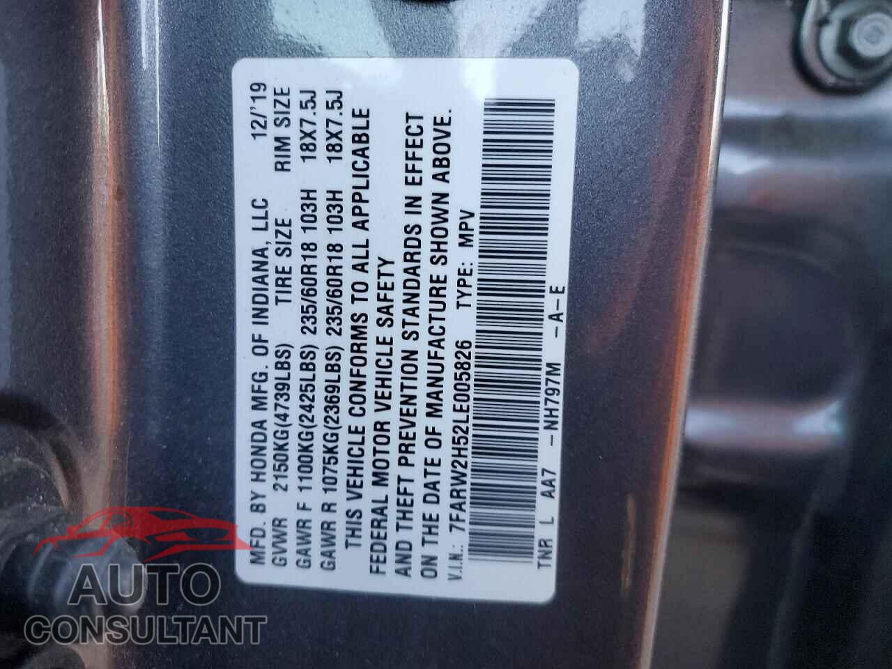 HONDA CRV 2020 - 7FARW2H52LE005826