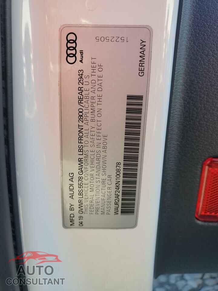 AUDI A7 2019 - WAUR2AF24KN100878