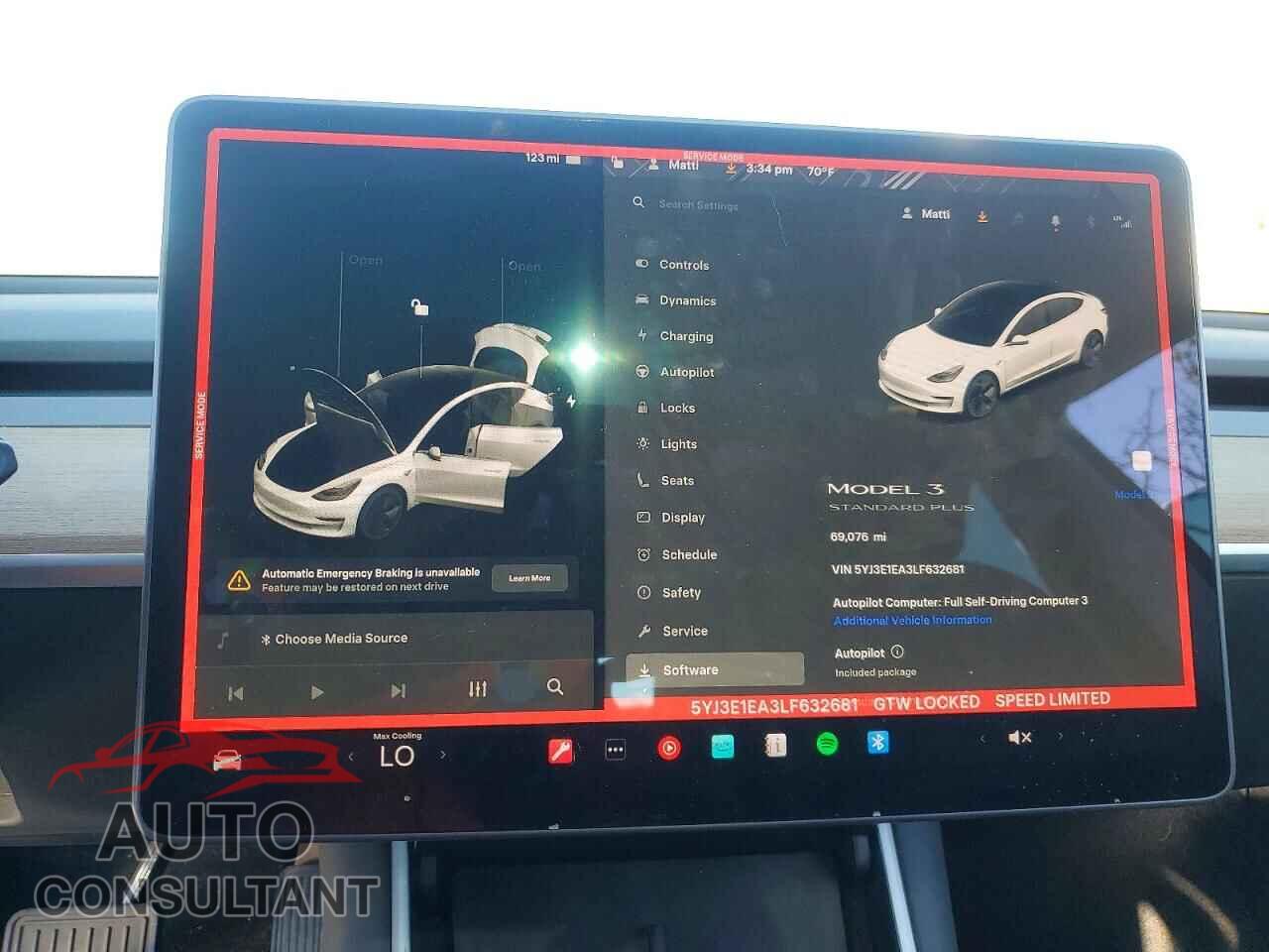 TESLA MODEL 3 2020 - 5YJ3E1EA3LF632681