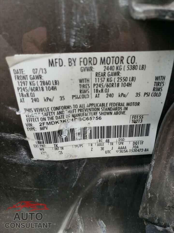 FORD EDGE 2013 - 2FMDK3KC1DBC65756
