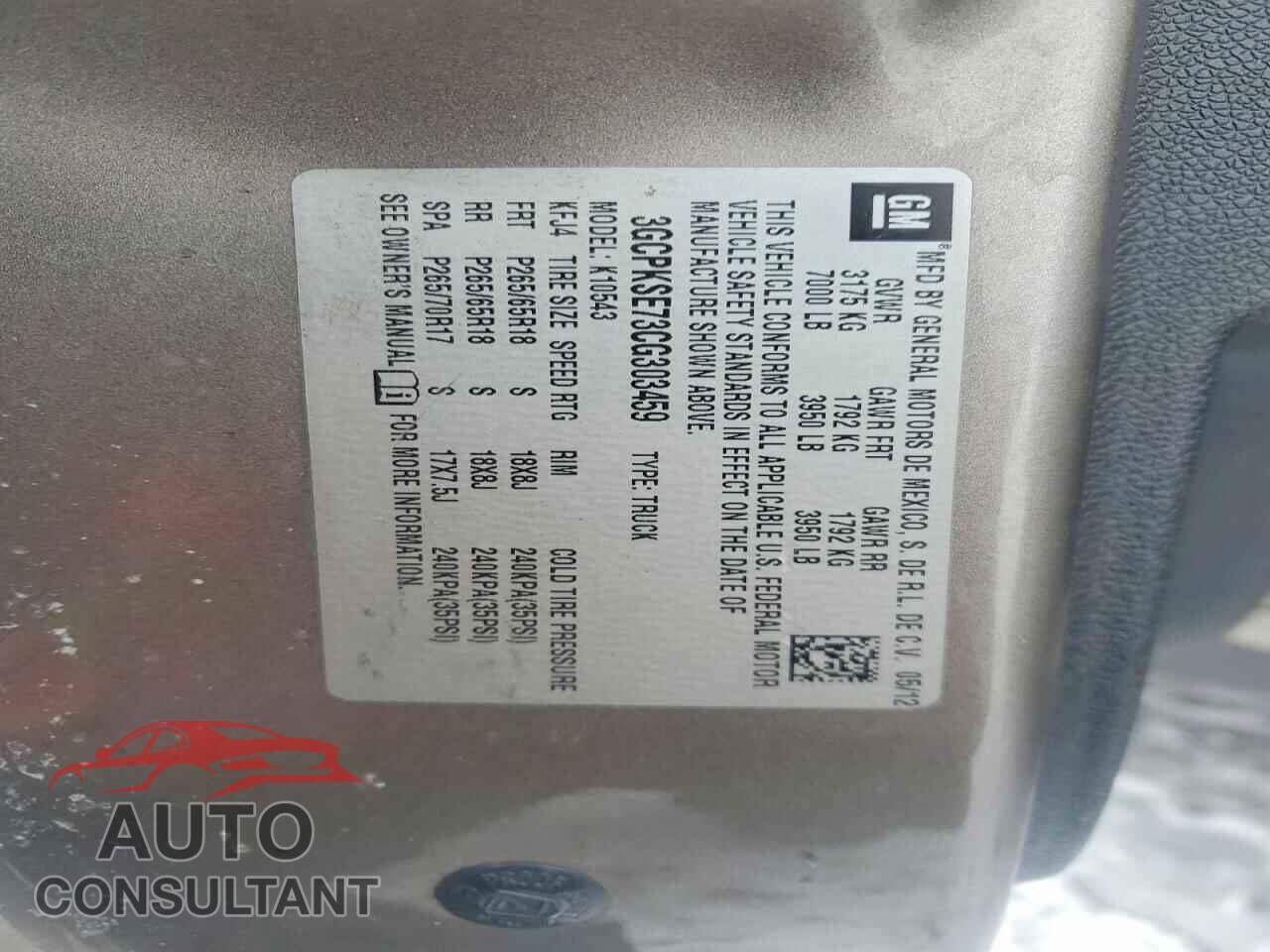 CHEVROLET SILVERADO 2012 - 3GCPKSE73CG303459