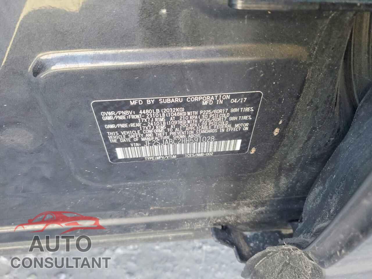 SUBARU FORESTER 2017 - JF2SJABC2HH591028