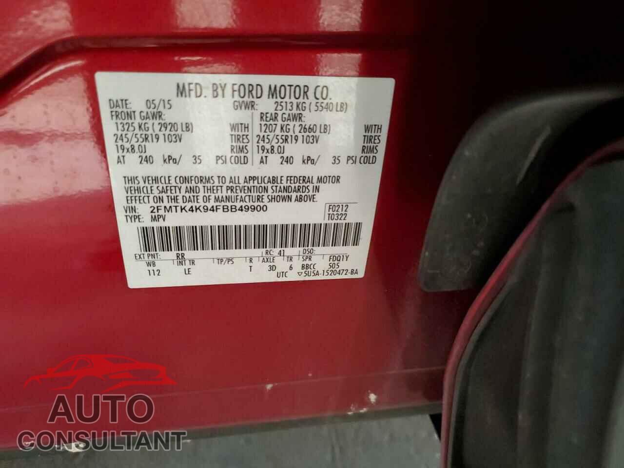 FORD EDGE 2015 - 2FMTK4K94FBB49900
