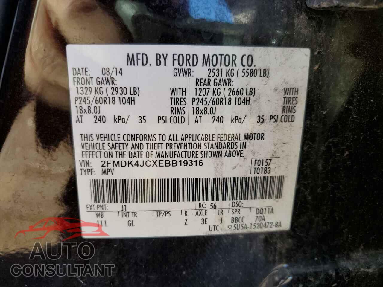 FORD EDGE 2014 - 2FMDK4JCXEBB19316