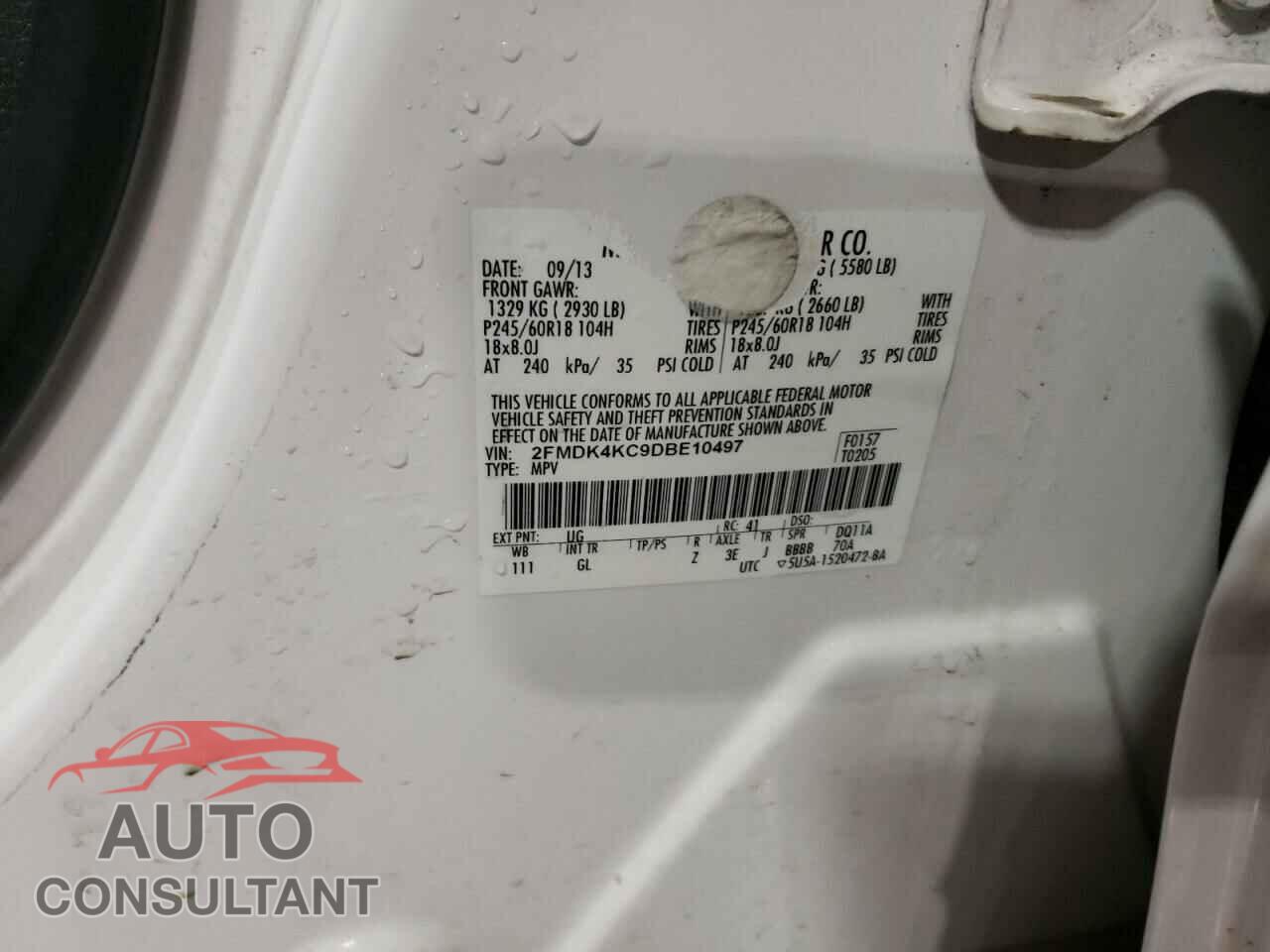 FORD EDGE 2013 - 2FMDK4KC9DBE10497
