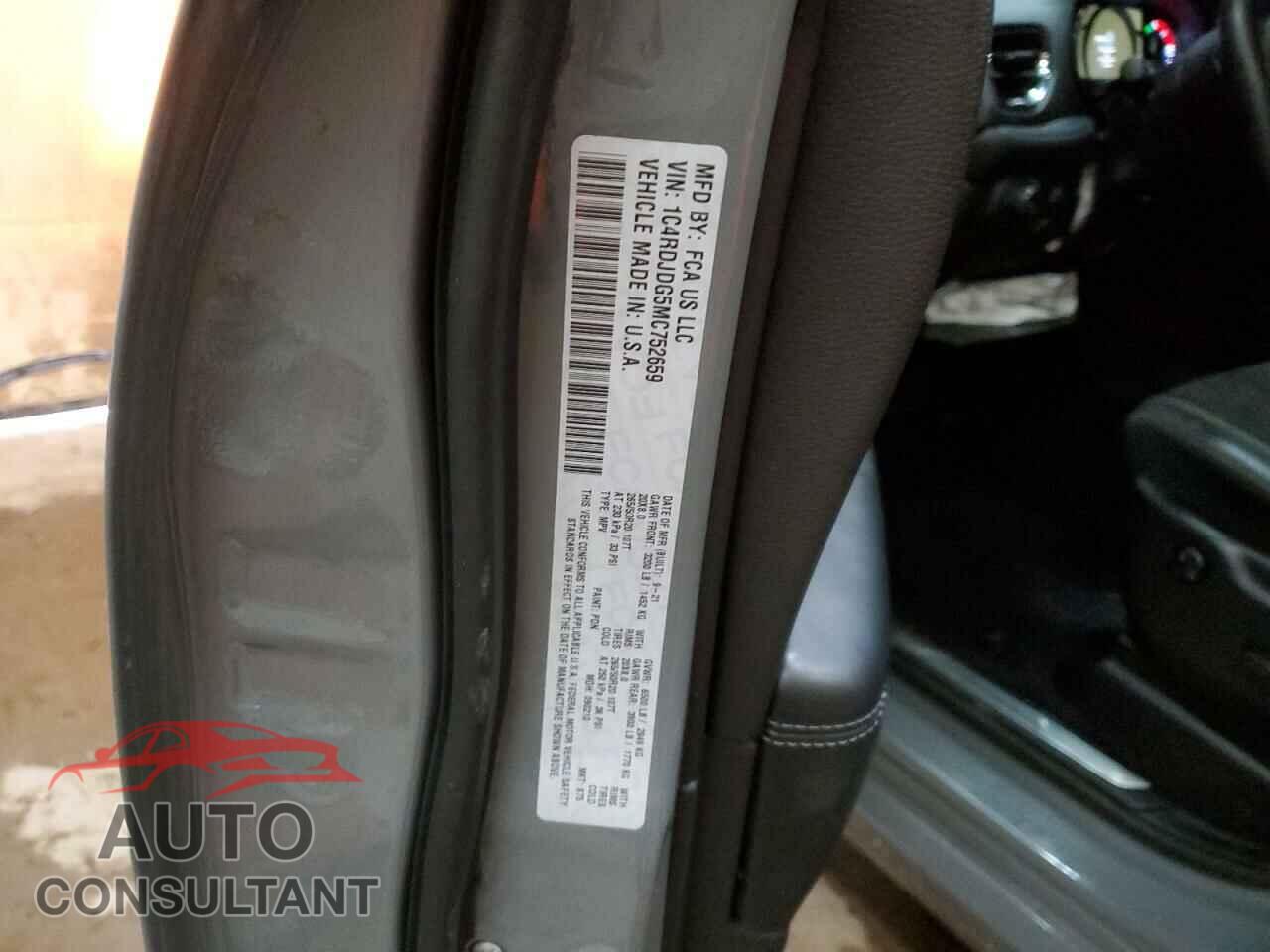 DODGE DURANGO 2021 - 1C4RDJDG5MC752659