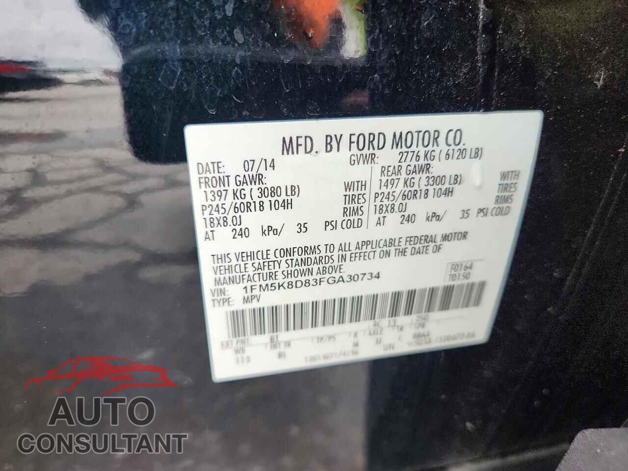 FORD EXPLORER 2015 - 1FM5K8D83FGA30734