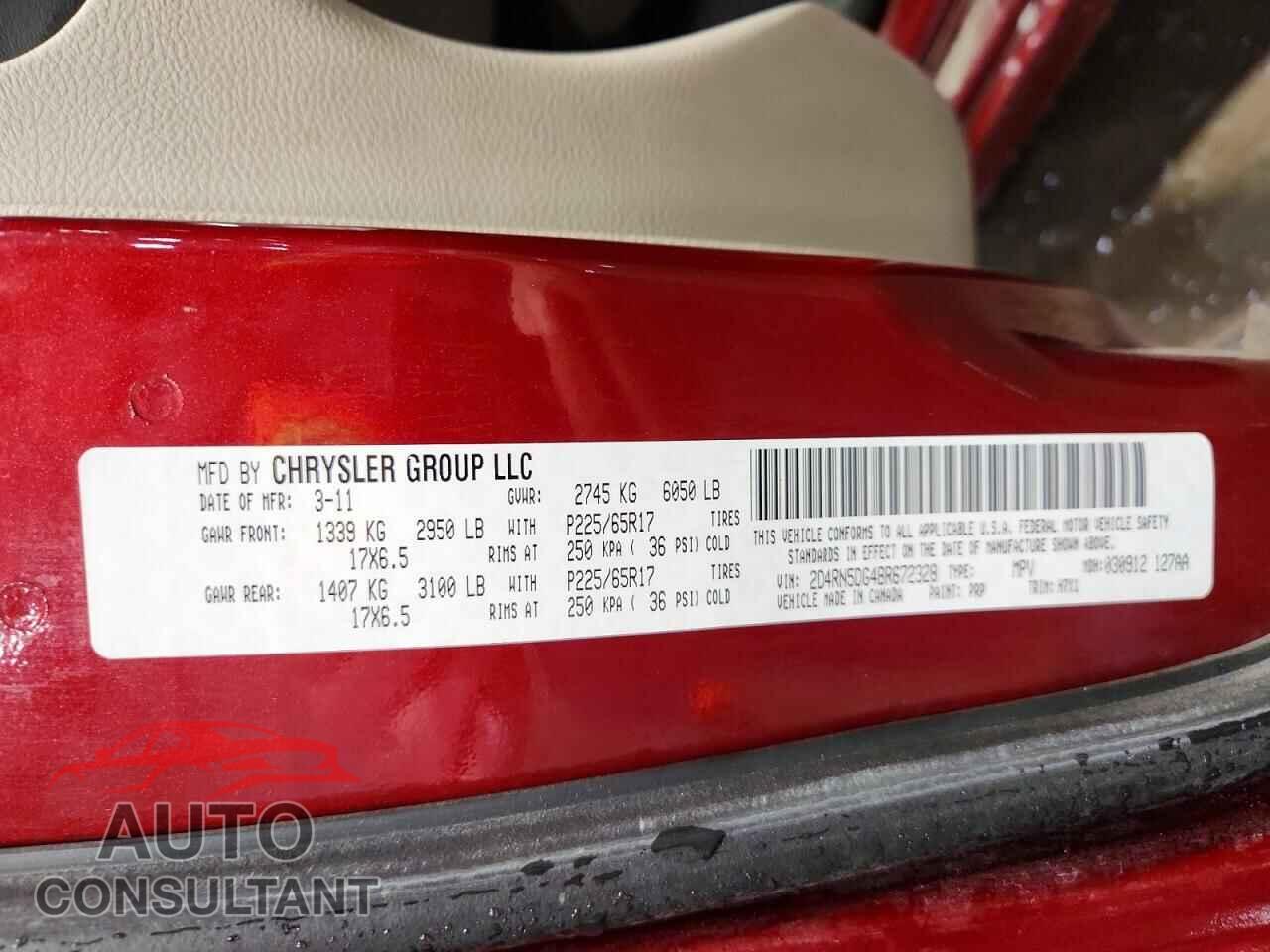 DODGE CARAVAN 2011 - 2D4RN5DG4BR672328
