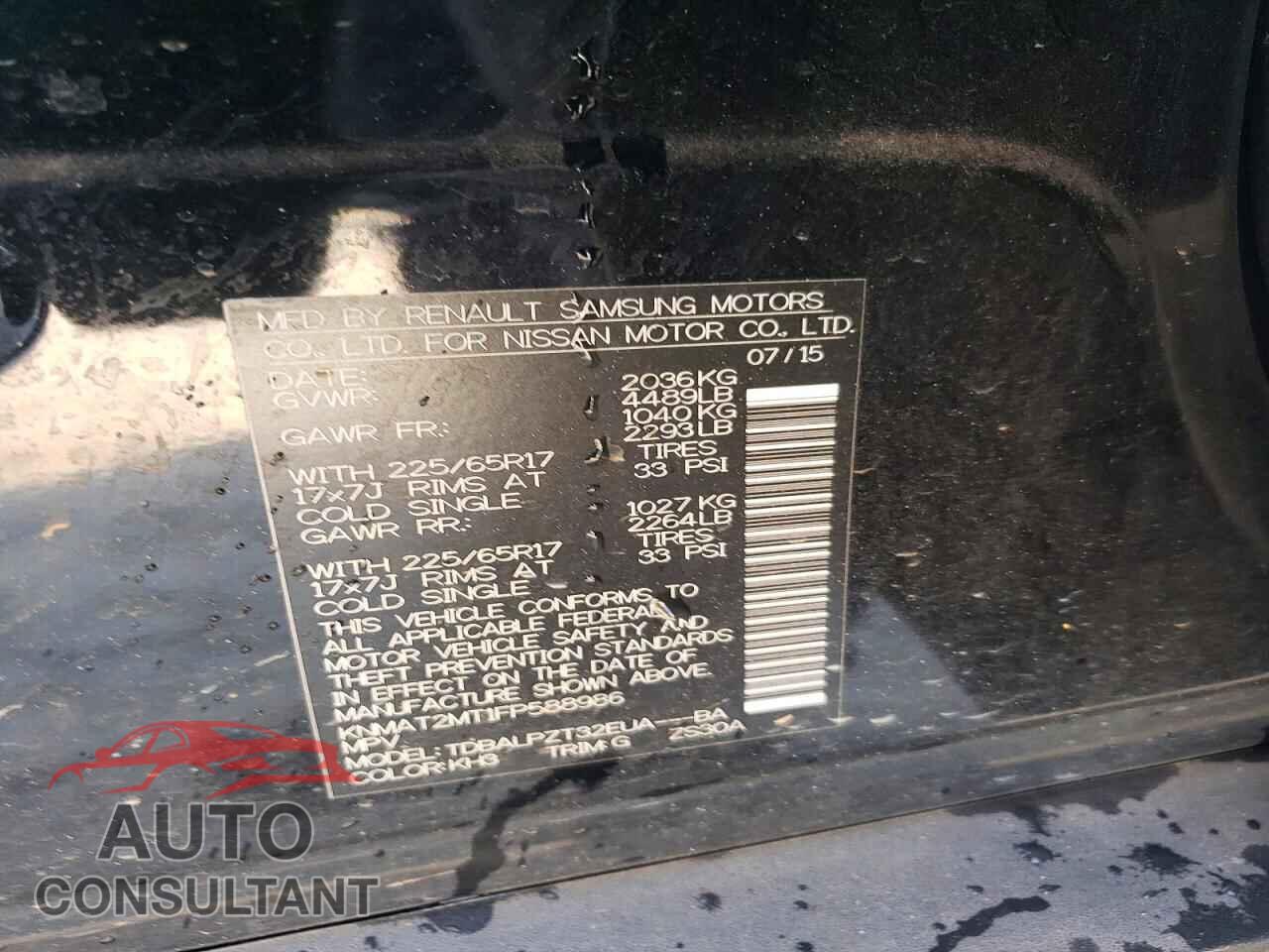 NISSAN ROGUE 2015 - KNMAT2MT1FP588986