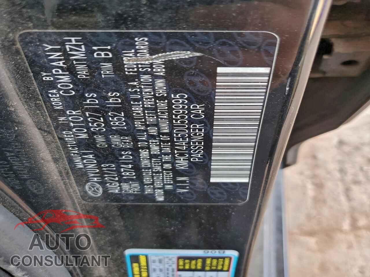 HYUNDAI ACCENT 2013 - KMHCT4AE5DU559995