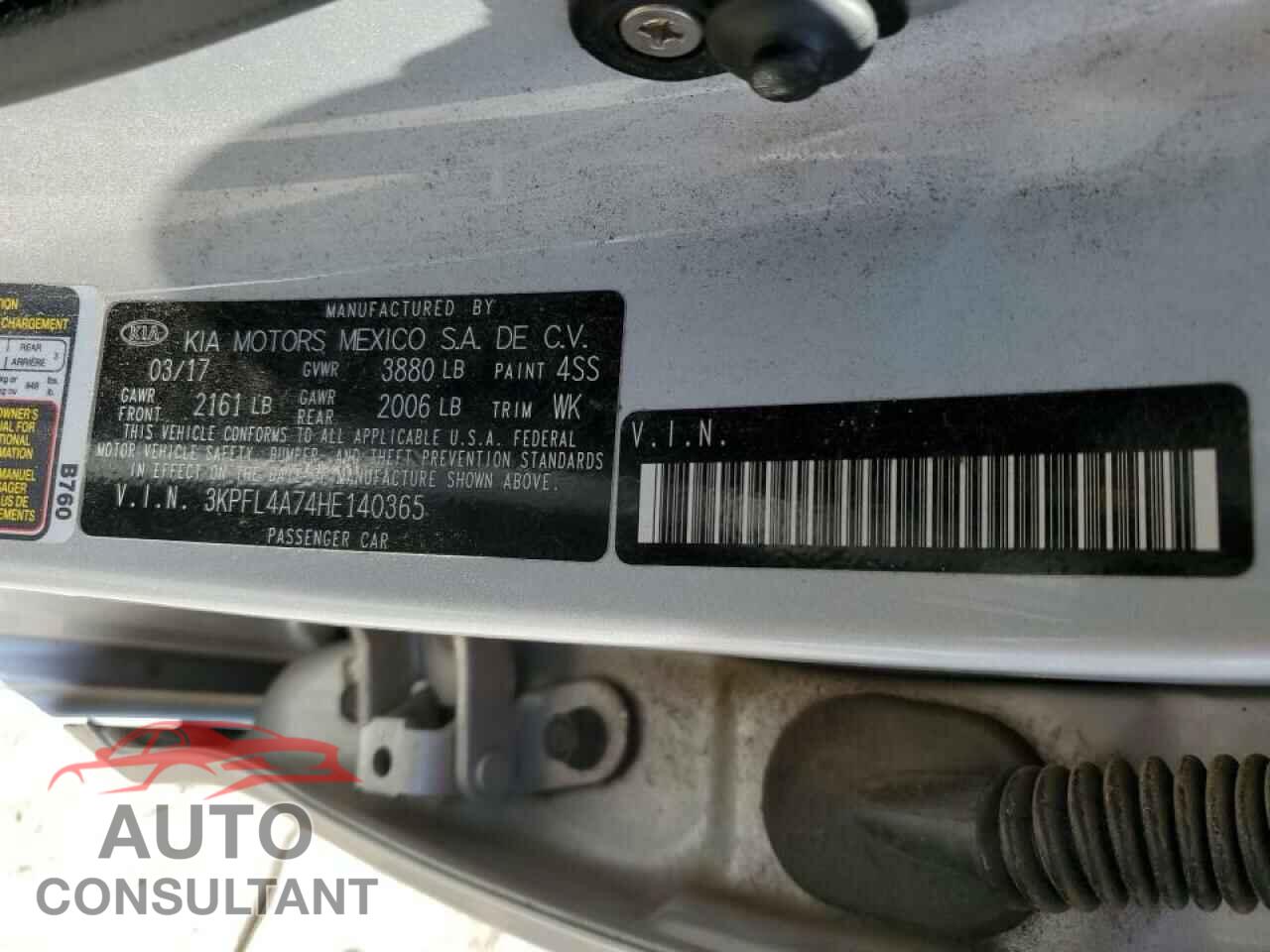 KIA FORTE 2017 - 3KPFL4A74HE140365