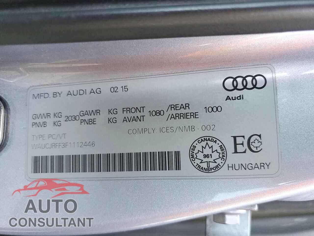 AUDI A3 2015 - WAUCJRFF3F1112446